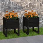 vidaXL Plantenbakken 2 st 40x40x52,5 cm massief grenenhout, Verzenden, Nieuw, Hout, Minder dan 60 cm