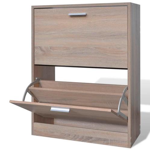 vidaXL Schoenenkast met 2 vakken eiken-look hout, Huis en Inrichting, Kasten | Schoenenrekken, Nieuw, Verzenden