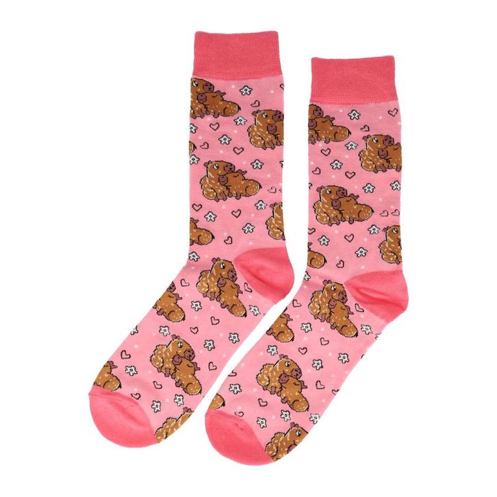 Sokken Katoen - Capybara Print - Roze Bruin - Maat 38-45, Kleding | Dames, Sokken en Kousen