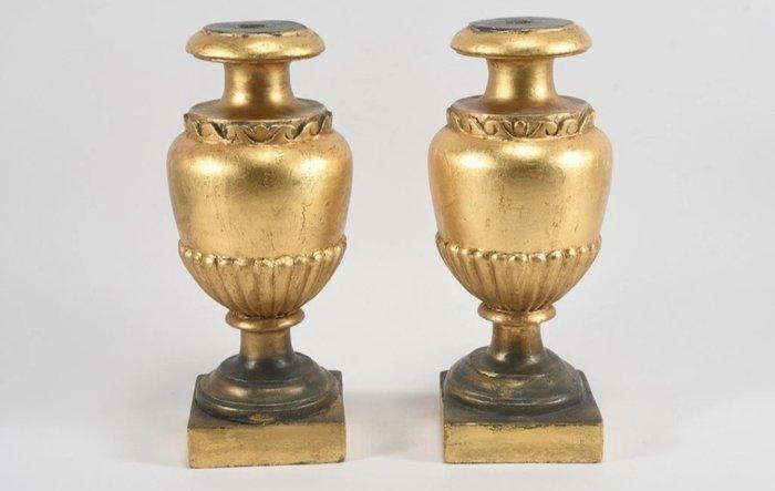 Set oude palmen-deuren - 25 cm (2) - Bladgoud - 1750-1800, Antiek en Kunst, Kunst | Niet-Westerse kunst