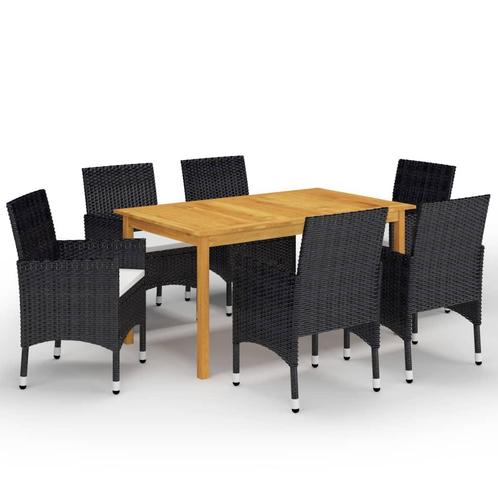 vidaXL 7-delige Tuinset zwart, Tuin en Terras, Tuinsets en Loungesets, Tuinset, Nieuw, 6 zitplaatsen, Hardhout, Verzenden