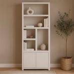 Wandkast Mangohout Evan Crème 80 (5 Open Vakken, 2 Deuren), Verzenden, Nieuw