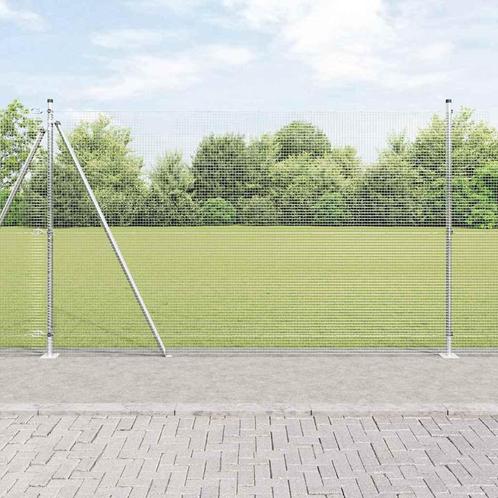 vidaXL Hecke met palen Zilver 1.5 x 10 m Staal, Tuin en Terras, Schuttingen, Nieuw, IJzer, Verzenden