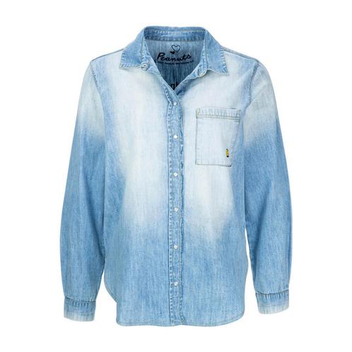 Frogbox • denim blouse met Snoopy • 36, Kleding | Dames, Tops, Blauw, Nieuw, Maat 36 (S), Verzenden