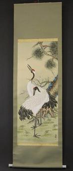 Hangende scrolls paar - Kranen onder dennen en pruimen /