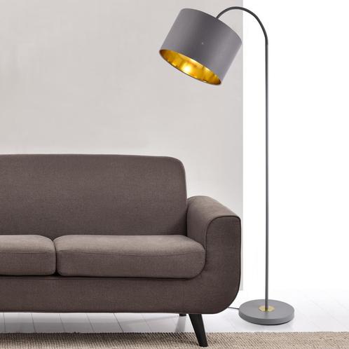 Vloerlamp Toledo staande lamp metaal stof 173 cm E27 grijs, Huis en Inrichting, Lampen | Vloerlampen, Nieuw, Verzenden