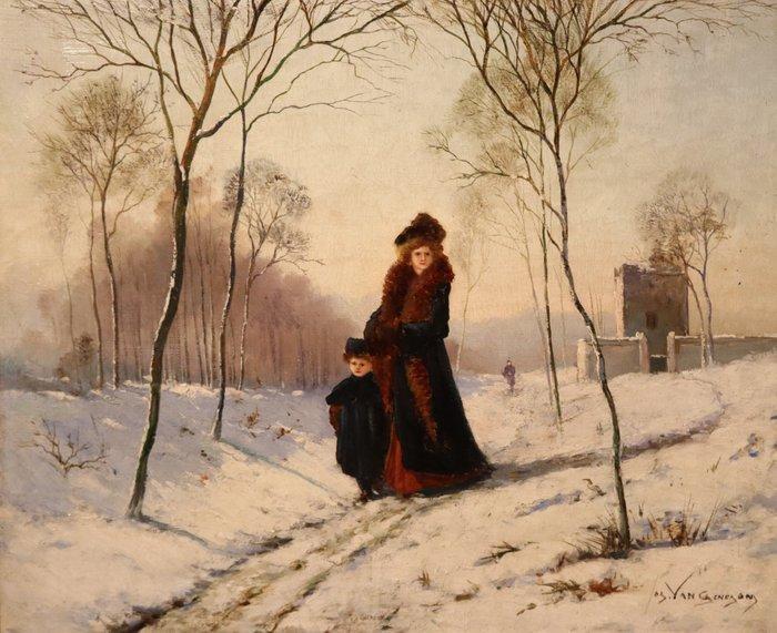 Joseph (Jos) van Genegen (1857-1936) - Wandeling in, Antiek en Kunst, Kunst | Schilderijen | Klassiek