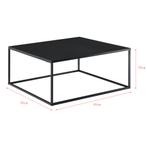 Salontafel Lebus 38x85x85 cm vierkant metaal zwart, Huis en Inrichting, Tafels | Salontafels, Verzenden, Nieuw