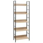 Boekenkast met 5 Schappen | Eiken | Industrieel | OP=OP, Met plank(en), Nieuw, 150 tot 200 cm, 25 tot 50 cm