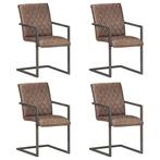 vidaXL Eetkamerstoelen 4 st echt leer bruin, Verzenden, Nieuw, Bruin