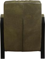 Olijfgroene leren industriële stalen fauteuils - Granada le, Nieuw, Ophalen of Verzenden, Industrieel, 50 tot 75 cm
