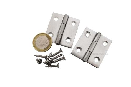 Rvs Scharnieren 38x36mm  2 stuks, Doe-het-zelf en Verbouw, IJzerwaren en Bevestigingsmiddelen, Verzenden