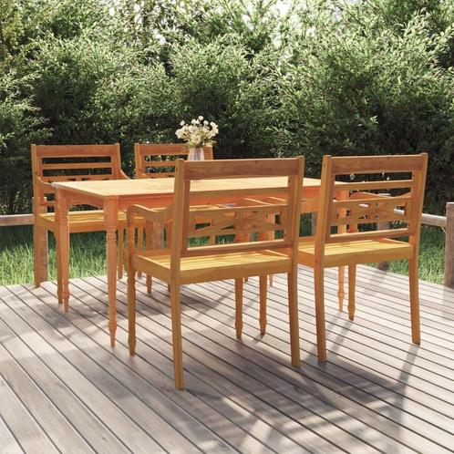 vidaXL 5-delige Tuinset massief teakhout, Tuin en Terras, Tuinsets en Loungesets, Tuinset, Nieuw, 4 zitplaatsen, Teakhout, Verzenden