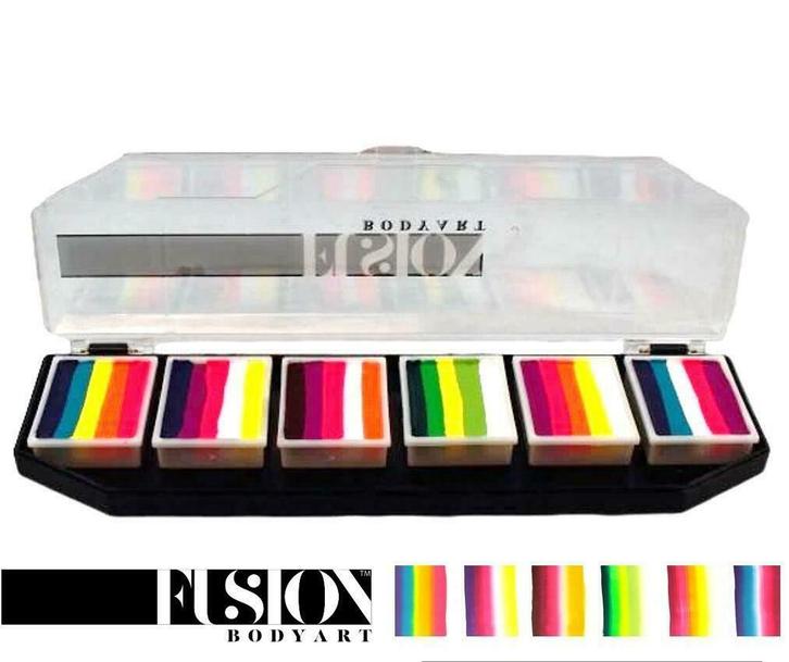 Fusion splitcake schmink paletten diverse soorten Carnaval, Hobby en Vrije tijd, Feestartikelen | Verhuur, Nieuw, Ophalen of Verzenden