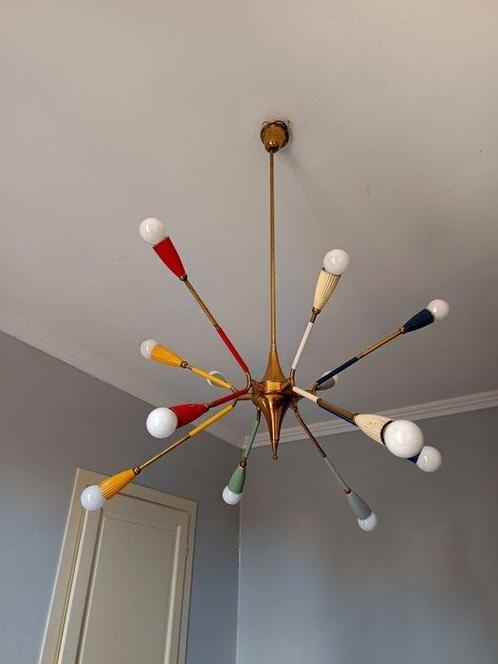 Lamp - Aluminium, Messing - Sputnik-luster, Antiek en Kunst, Antiek | Lampen