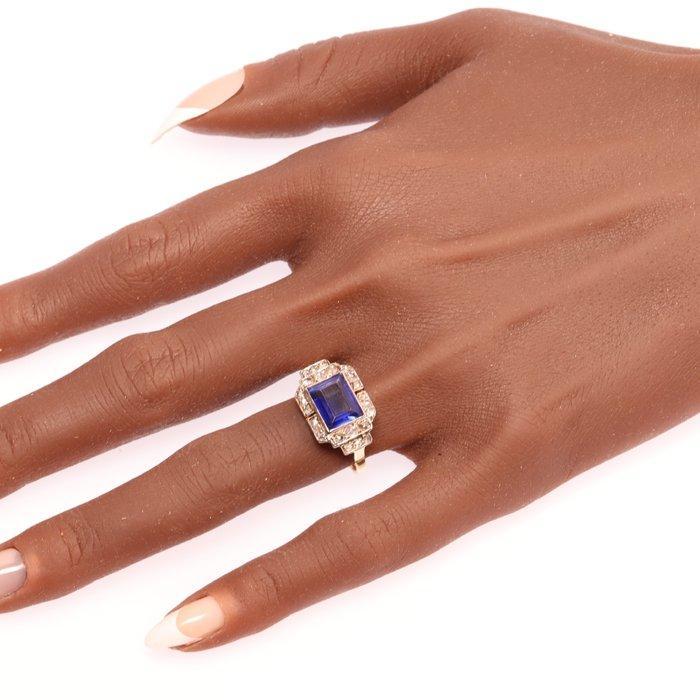 Ring - 18 karaat Geel goud, Witgoud - Diamant - Sapphire,, Sieraden, Tassen en Uiterlijk, Ringen