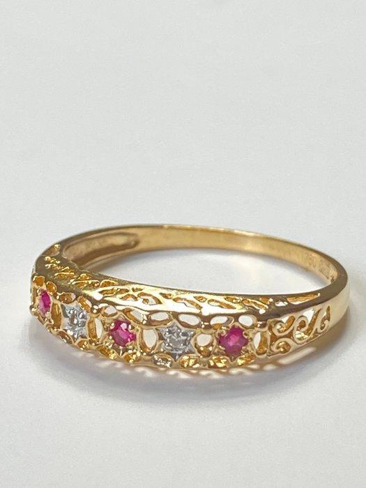 Zonder Minimumprijs - Ring - 18 karaat Geel goud Robijn -, Sieraden, Tassen en Uiterlijk, Ringen