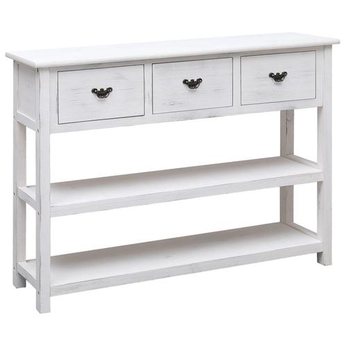 vidaXL Dressoir 108x30x76 cm massief paulowniahout antiekwit, Huis en Inrichting, Kasten | Dressoirs, 25 tot 50 cm, Nieuw, 100 tot 150 cm