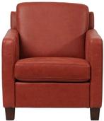 Rode leren landelijke fauteuil - poot hout bruin - Vintage L, Huis en Inrichting, Fauteuils, Nieuw, Ophalen of Verzenden, Landelijk