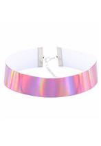 Choker Roze Iridescent Holografische Ketting Halsband Collar, Sieraden, Tassen en Uiterlijk, Kettingen, Nieuw, Kunststof, Ophalen of Verzenden