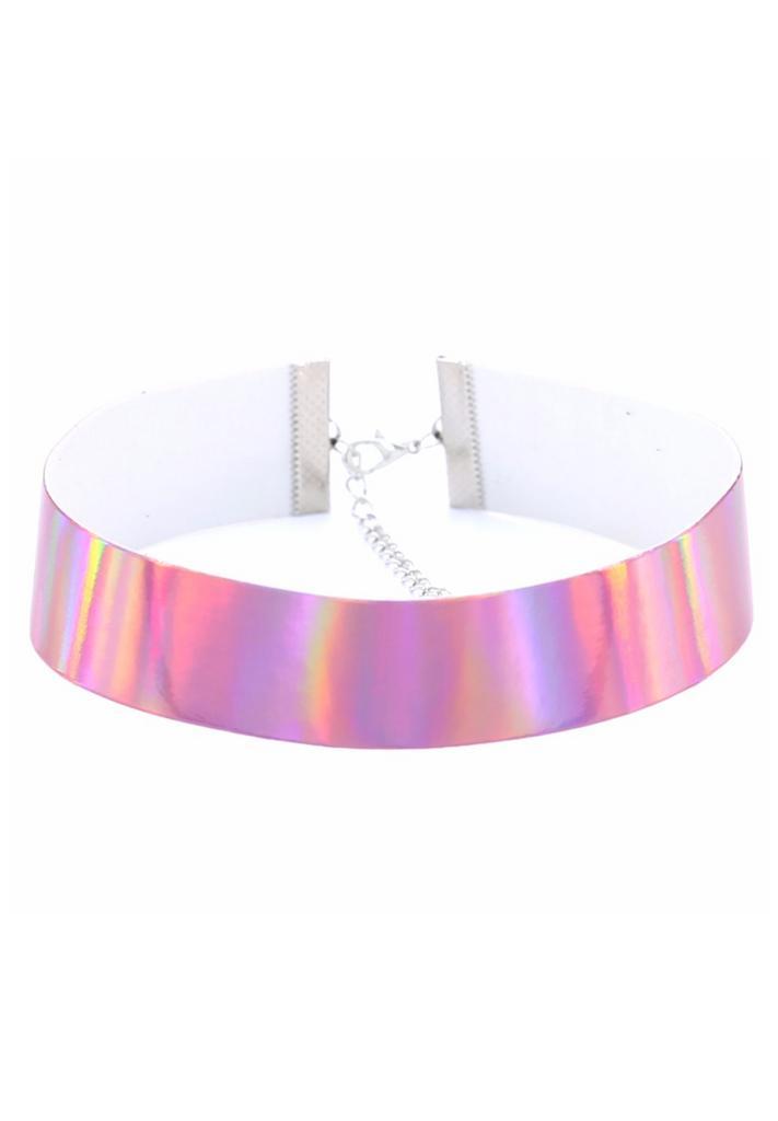 Choker Roze Iridescent Holografische Ketting Halsband Collar, Sieraden, Tassen en Uiterlijk, Kettingen, Roze, Nieuw, Verstelbaar