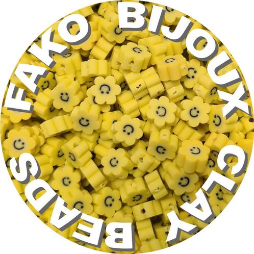 Fako Bijoux® - Klei Kralen Bloem Smiley / Emoji Geel -, Hobby en Vrije tijd, Kralen en Sieraden maken, Verzenden