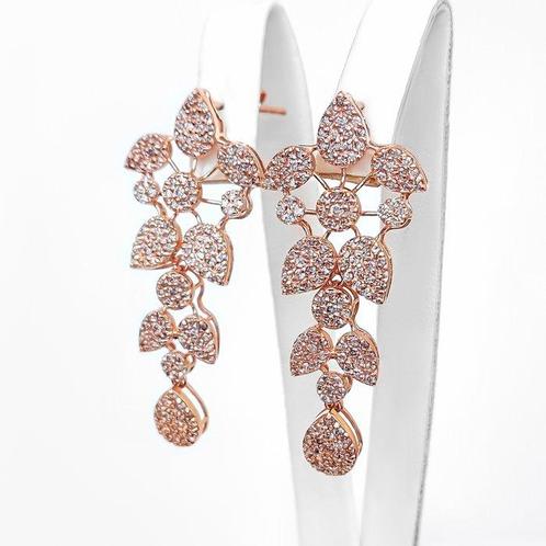 Oorbellen - 14 karaat Roségoud - 1.58ct. tw. Roze Diamant, Sieraden, Tassen en Uiterlijk, Oorbellen