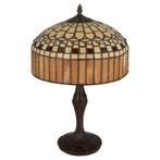 Tiffany tafellamp – Geometrisch & Amber – Ø 30,5 × H 47 cm, Verzenden, Nieuw