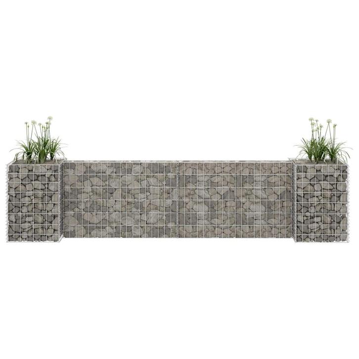 vidaXL Gabion plantenbak H-vormig 260x40x60 cm staaldraad, Tuin en Terras, Bloembakken en Plantenbakken, 100 cm of meer, Nieuw