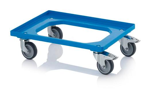 Onderwagen Rolplateau Trolley Blauw 4 zwenkwielen 2 met rem, Zakelijke goederen, Machines en Bouw | Heftrucks en Intern transport