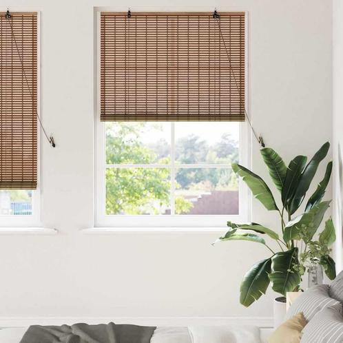 vidaXL Raamblind met gordijnen Bruin 120 x 220 cm Bamboe, Huis en Inrichting, Stoffering | Gordijnen en Lamellen, Bruin, Nieuw