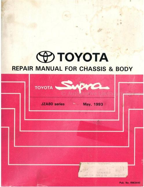 1993 TOYOTA SUPRA CHASSIS & CARROSSERIE WERKPLAATSHANDBOEK, Auto diversen, Handleidingen en Instructieboekjes