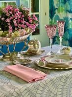 Exotisch tafelkleed met waaierprint voor grote tafels. -