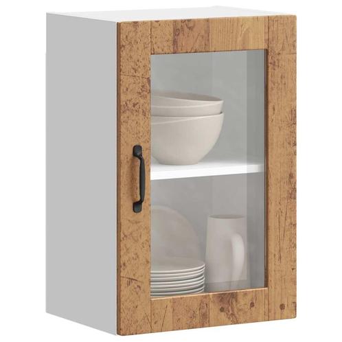 vidaXL Keukenwandkast met glazen deur Porto oud houtkleurig, Huis en Inrichting, Keuken | Keukenelementen, Bruin, Nieuw, Verzenden