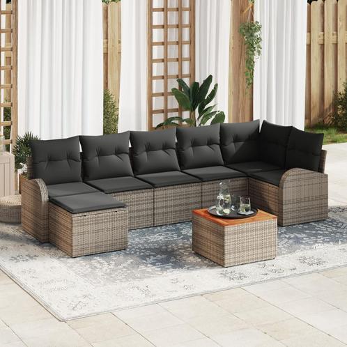 vidaXL 8-delige Tuinbankenset met kussens poly rattan, Tuin en Terras, Tuinsets en Loungesets, Nieuw, Rotan, Verzenden