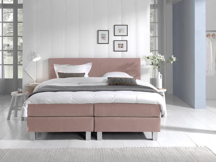 Boxspring Eefje - Roze - 160 x 220 cm, Huis en Inrichting, Slaapkamer | Boxsprings, 220 cm, Overige kleuren, 160 cm, Verzenden