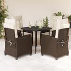 vidaXL 5-delige Tuinset met kussens poly rattan bruin, 4 zitplaatsen, Nieuw, Tuinset, Verzenden
