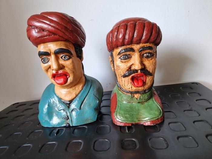 apotheek - Beeldje - Gapers, handgeschilderd (2) - Gips, Antiek en Kunst, Curiosa en Brocante