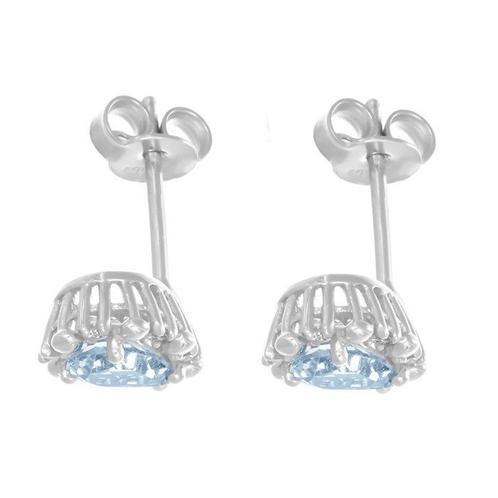 Oorbellen - 18 karaat Witgoud - 0.74ct. tw. Aquamarijn -, Sieraden, Tassen en Uiterlijk, Oorbellen
