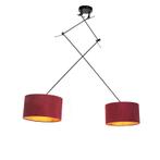 Hanglamp zwart met velours kappen rood met goud 35 cm, Huis en Inrichting, Lampen | Hanglampen, Nieuw, Overige materialen, Klassiek / Antiek