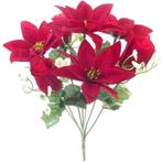 Kerstster kerstroos roosboeket poinsettia rood wit, Ophalen of Verzenden, Nieuw