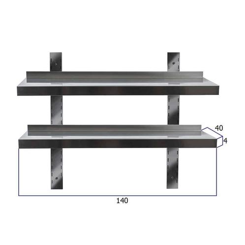 HCB Dubbel wandschap - 140 x 40 cm - RVS, Zakelijke goederen, Horeca | Keukenapparatuur, Nieuw in verpakking, RVS Meubilair, Verzenden