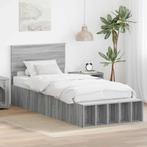 vidaXL Bedframe met plank Grijs Sonoma 100 x 200 cm Bewerkt, Verzenden, Nieuw