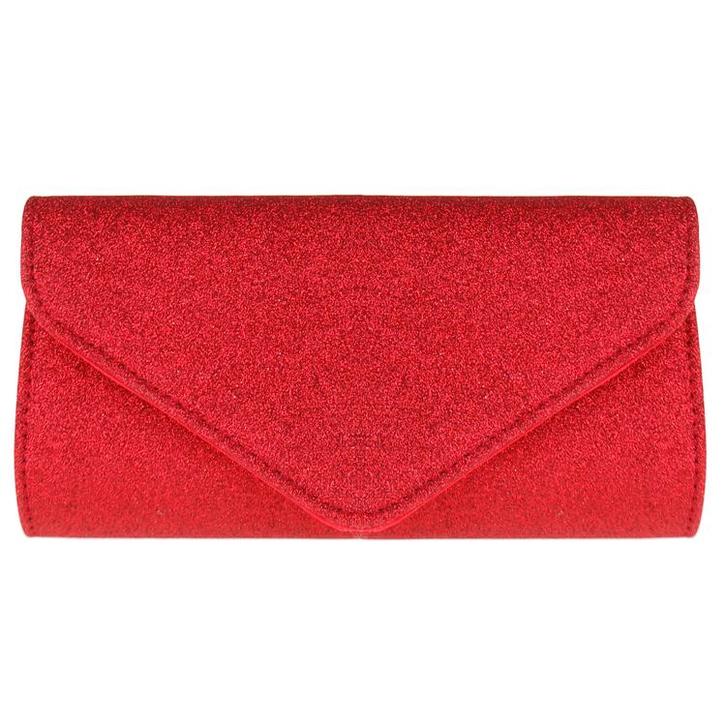 Avondtasje - Donkerrode Glitterstof Envelop - Magneetsluitin, Sieraden, Tassen en Uiterlijk, Tassen | Damestassen, Rood, Nieuw