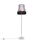 Vloerlamp messing met Granny B kap zwart-grijs 45 cm - Kaso, Huis en Inrichting, Verzenden, Nieuw, Retro