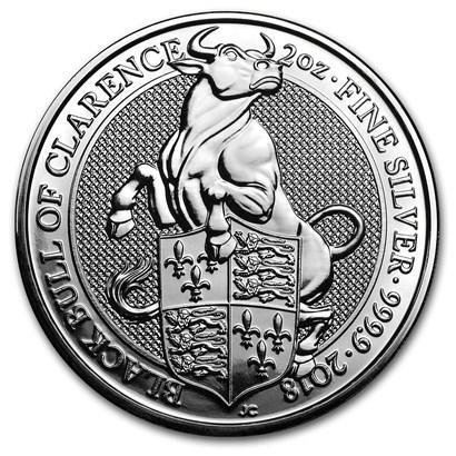 Queens Beast Black Bull of Clarence 2 oz 2018, Postzegels en Munten, Munten | Europa | Niet-Euromunten, Losse munt, Zilver, Verzenden
