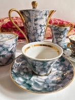 Koffieservies - Decorated “Marble style” metallic effect-, Antiek en Kunst, Curiosa en Brocante