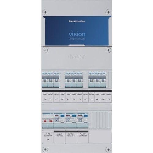 Hager groepenkast 1-fase 9 groepen, 3 Aardlekschakelaars, Doe-het-zelf en Verbouw, Elektra en Kabels, Nieuw, Ophalen of Verzenden