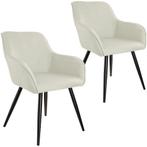 Set van 2 eetkamerstoelen Marilyn linnenlook, zwarte poten -, Huis en Inrichting, Stoelen, Verzenden, Nieuw