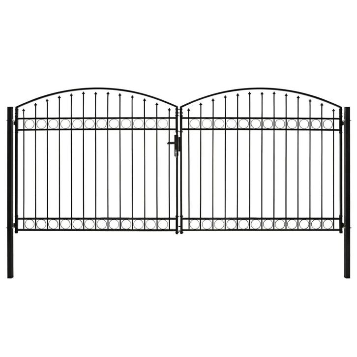 vidaXL Poort met gebogen bovenkant dubbel 400x200 cm staal, Tuin en Terras, Tuinpoorten, Nieuw, Verzenden